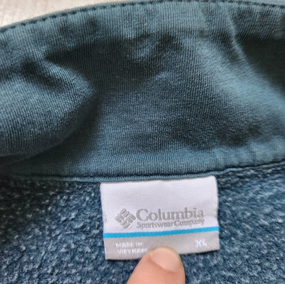 Columbia Teal Sweatshirt Pullover 1/4 Zip Long Sleeve Mock Neck Mens XL Fleece - Picture 4 of 8